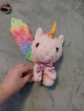 Plush Pink Unicorn with Rainbow Tail
